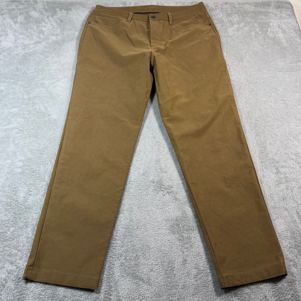 Lululemon Commission Pant Mens 34 Brown Classic Fit Warpstreme LM5AQIS